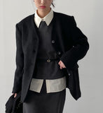 [3oz Quilting] Sona No Collar Loose Fit Jacket