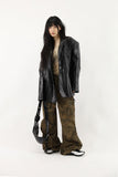 Antique snap crack leather jacket