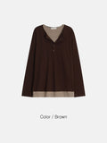 Moro Dual Layered Henley Neck Long Sleeve
