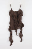 Wave ruffle chiffon sleeveless