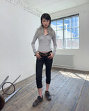 MIX POINT LONG SLEEVE BUTTON T-SHIRT
