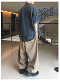Loose Patch Washed Half Shirt