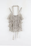 Leopard ruffle sleeveless blouse