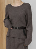 [Premium] Whole Garment Suare Knit Set-up Top