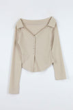 Plum Collar Off Unbalanced Tee