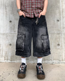 Round Curve Cargo Bermuda Denim