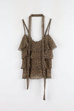 Leopard ruffle sleeveless blouse
