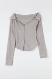 Plum Collar Off Unbalanced Tee