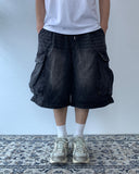 Sand Washed Bermuda Cargo Denim