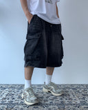 Sand Washed Bermuda Cargo Denim
