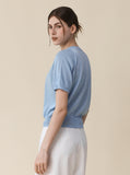 [Premium] Whole Garment Marsil Linen V Short Sleeve Knit