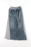 Mixed Easy Denim Long Skirt