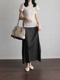 [Premium] Orea High Neck Short Sleeve Pleated T-Shirt