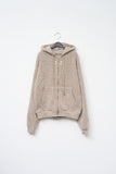 Tan Velvet Zip Hoodie