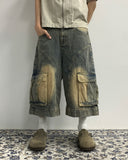 Round Curve Cargo Bermuda Denim