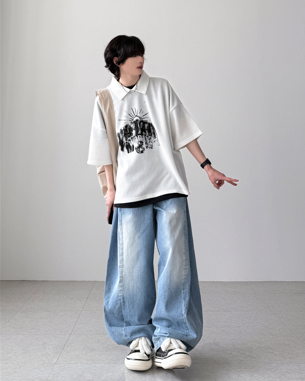 【YOURNUS】Yukia Half Collar Knit YOURNUS (ユアノス) - ユキア半袖襟付きニット / Yukia Half