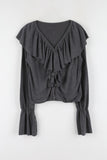 Pinup Ruffle Button Cardigan Top