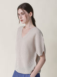 [Premium] Whole Garment Modern V-neck Short Sleeve Knit