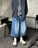 Side Tuck Bermuda Denim