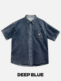 Loose Patch Washed Half Shirt