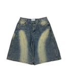 Wave Cut Brush Bermuda Denim