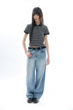 Dover stripe cropped polo tee