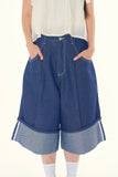 Non fade rolled raw bermuda pants