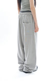 Long waist rib loose sweatpants