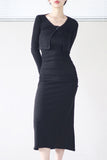 Nail Run Long Sleeveless One Piece + Cardigan Set