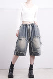 (Unisex) Mare Half Damage Denim Pants