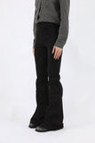 Suede slim bootcut pants