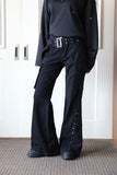 Rivet belt bootcut pants
