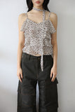 Leopard ruffle sleeveless blouse