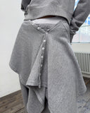 LAYERED BUTTON WRAP SHORT SKIRT