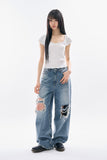 Brivan distressed wide denim