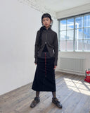 HIGH-NECK TWO-TONE KNIT ZIP-UP