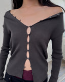 RIBBED BUTTON CARDIGAN