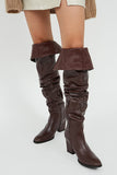Folding shirring long boots