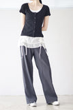 Lunine shirring layered pants