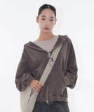 Brick pigment crop hoodie zip-up