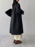 [wool100%/handmade] Herringbone Adjust Raglan Long Coat
