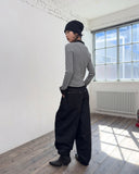 LEATHER STRING SHIRRING BEANIE