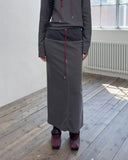 LEATHER STRING TERRY LONG SKIRT