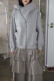 Diagonal Zipper Hood Zip-Up