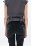 Low shirring button-up blouse