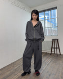 WAFFLE PIGMENT LOOSE HOOD ZIP-UP