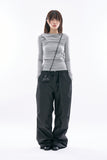 Pinstripe wide banding pants