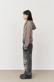 (W) Moon Pigment Waffled Zip Hoodie