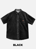 Loose Patch Washed Half Shirt