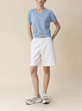 [Premium] Whole Garment Marsil Linen V Short Sleeve Knit